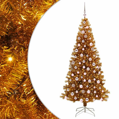Albero di Natale con luci LED Oro 210 cm PET e acciaio