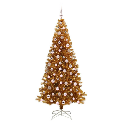 Albero di Natale con luci LED Oro 210 cm PET e acciaio