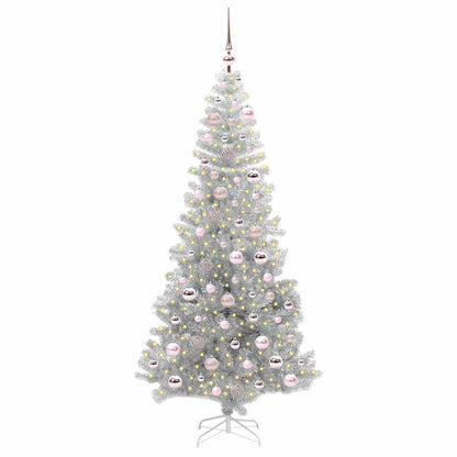 Albero di Natale con luci LED Argento 180 cm PET e acciaio