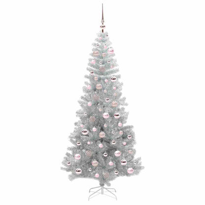 Albero di Natale con luci LED Argento 180 cm PET e acciaio