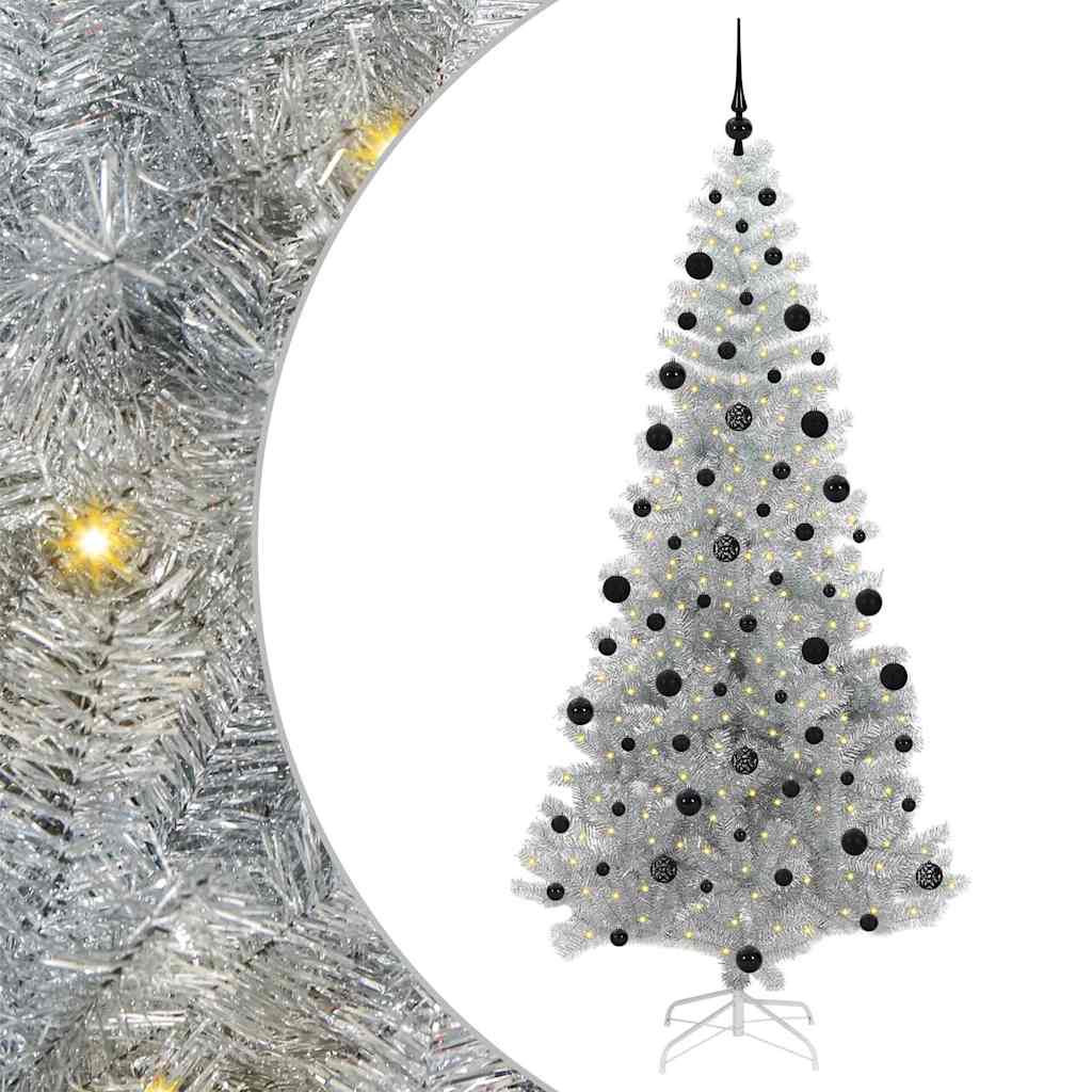 Albero di Natale con 300 LED con supporto Argento 210 cm PET