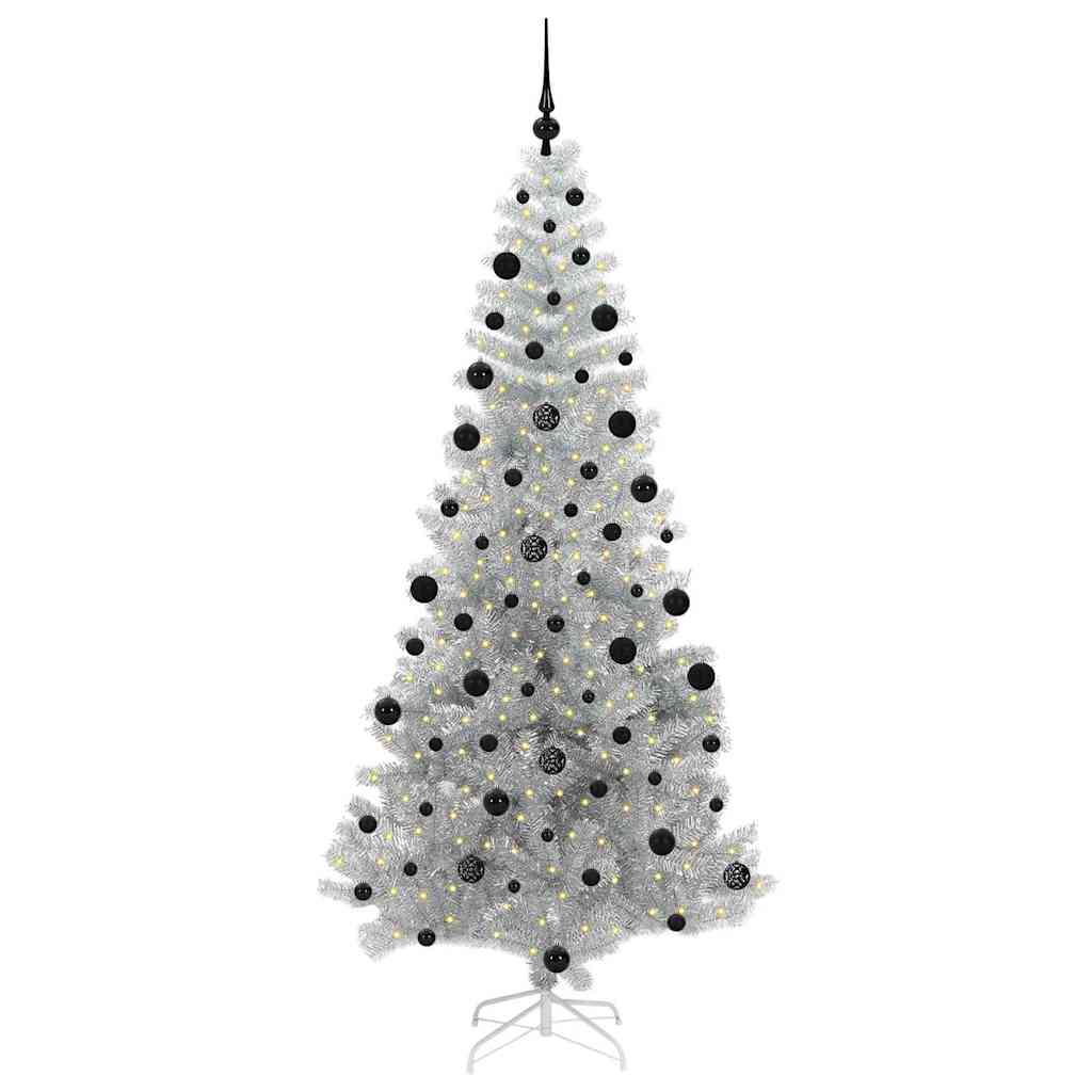 Albero di Natale con 300 LED con supporto Argento 210 cm PET