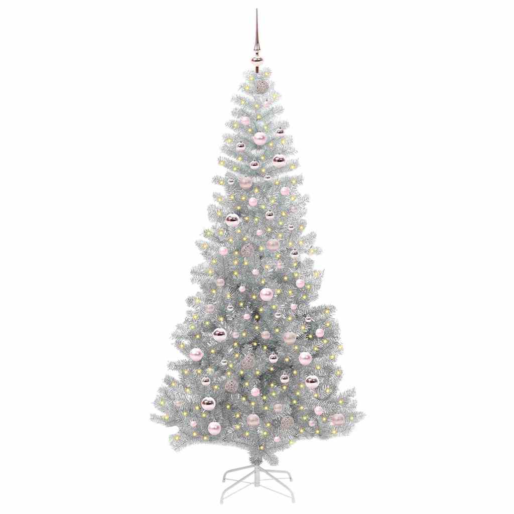 Albero di Natale con 300 LED con supporto Argento 210 cm PET
