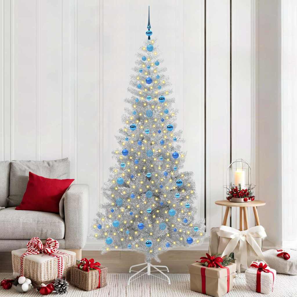 Albero di Natale con 300 LED con supporto Argento 210 cm PET