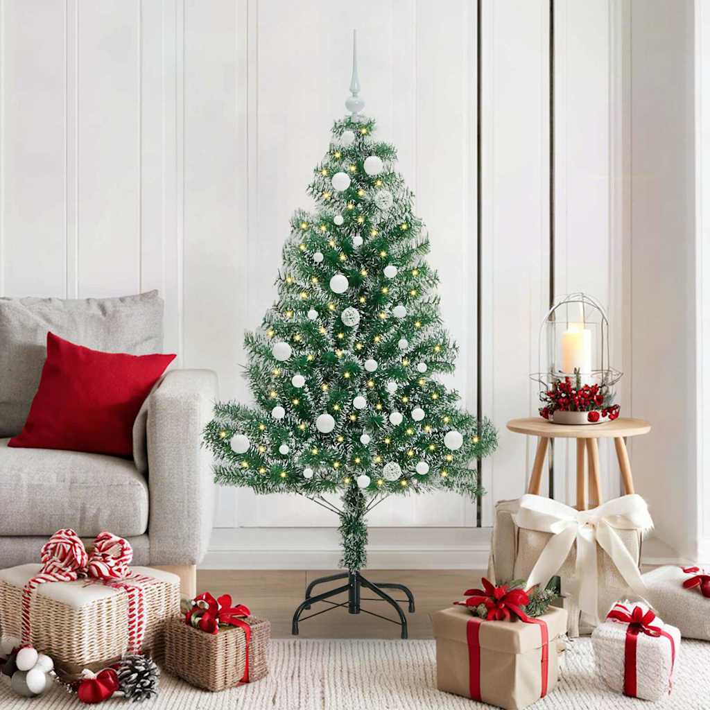 Albero di Natale Artificiale Imbiancato con Luci LED 150 cm