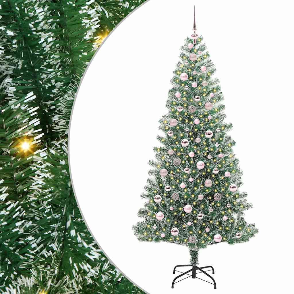 Albero di Natale Artificiale Imbiancato con Luci LED 210 cm