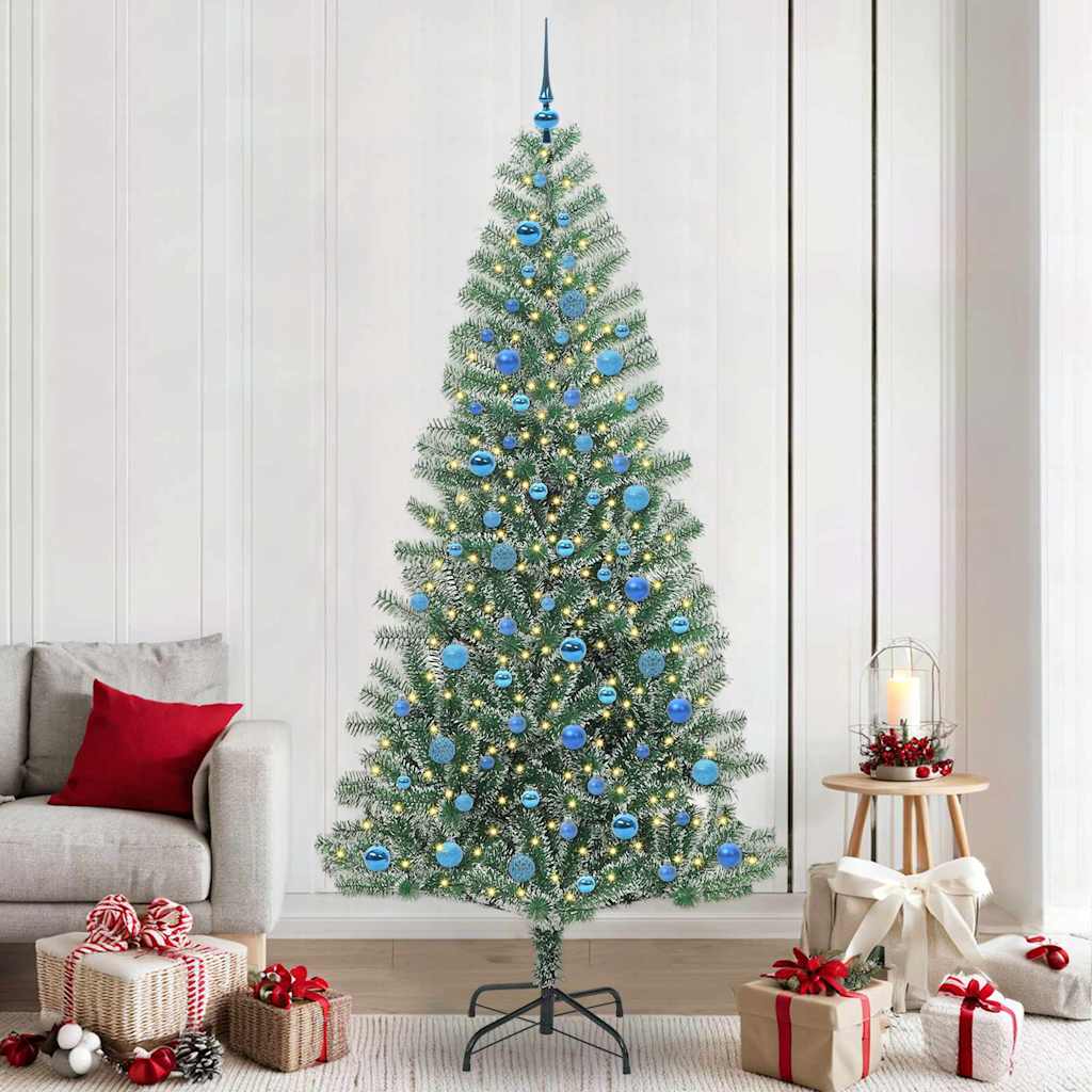 Albero di Natale Artificiale Imbiancato con Luci LED 240 cm