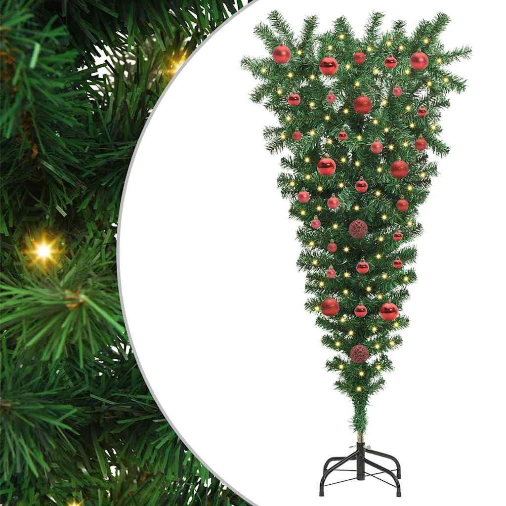Albero di Natale artificiale pre-illuminato capovolto con set di palline
