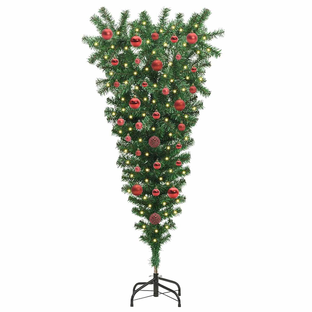 Albero di Natale artificiale pre-illuminato capovolto con set di palline