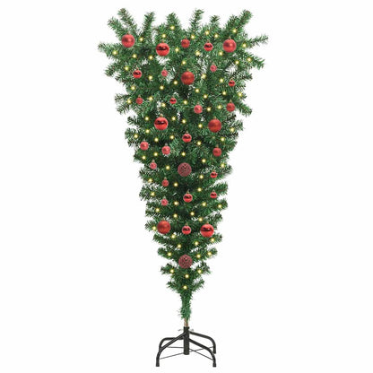 Albero di Natale artificiale pre-illuminato capovolto con set di palline