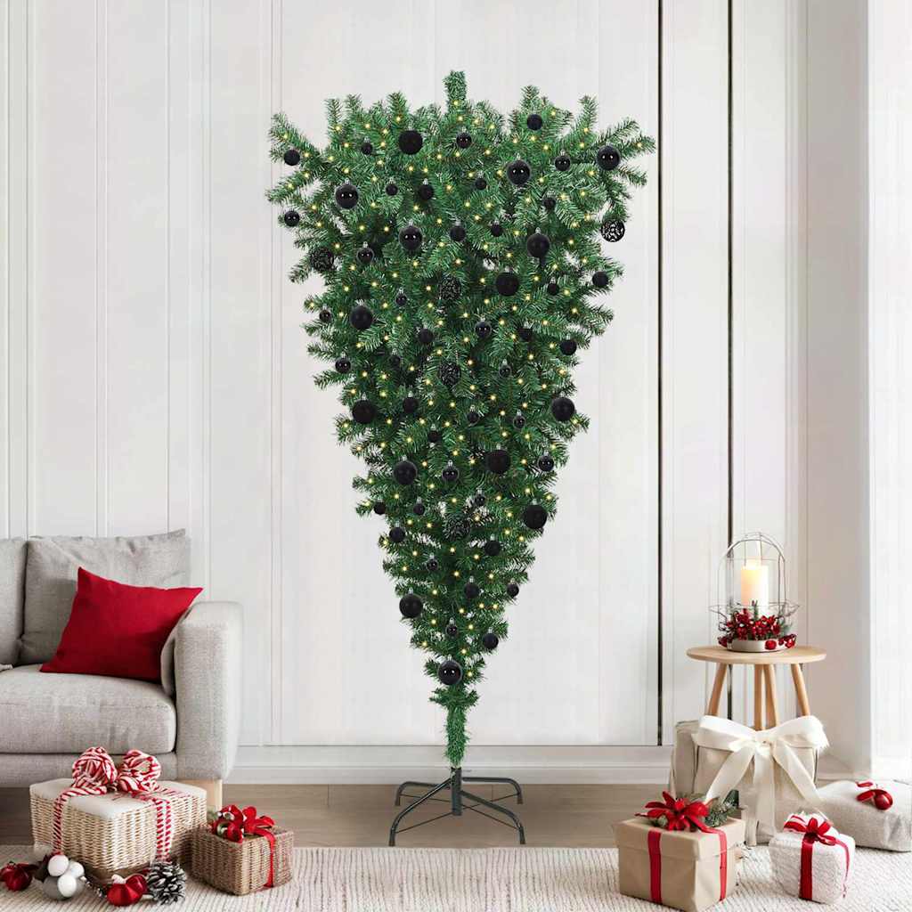 Albero di Natale artificiale preilluminato capovolto con set di palline | homemem39