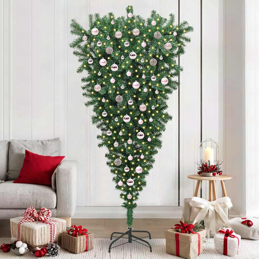 Albero di Natale artificiale preilluminao capovolto con set di palline | homemem39