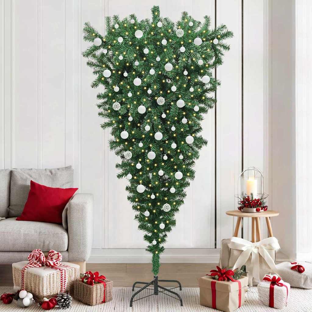 Albero di Natale artificiale pre-illuminato rovesciato con set di palline | homemem39