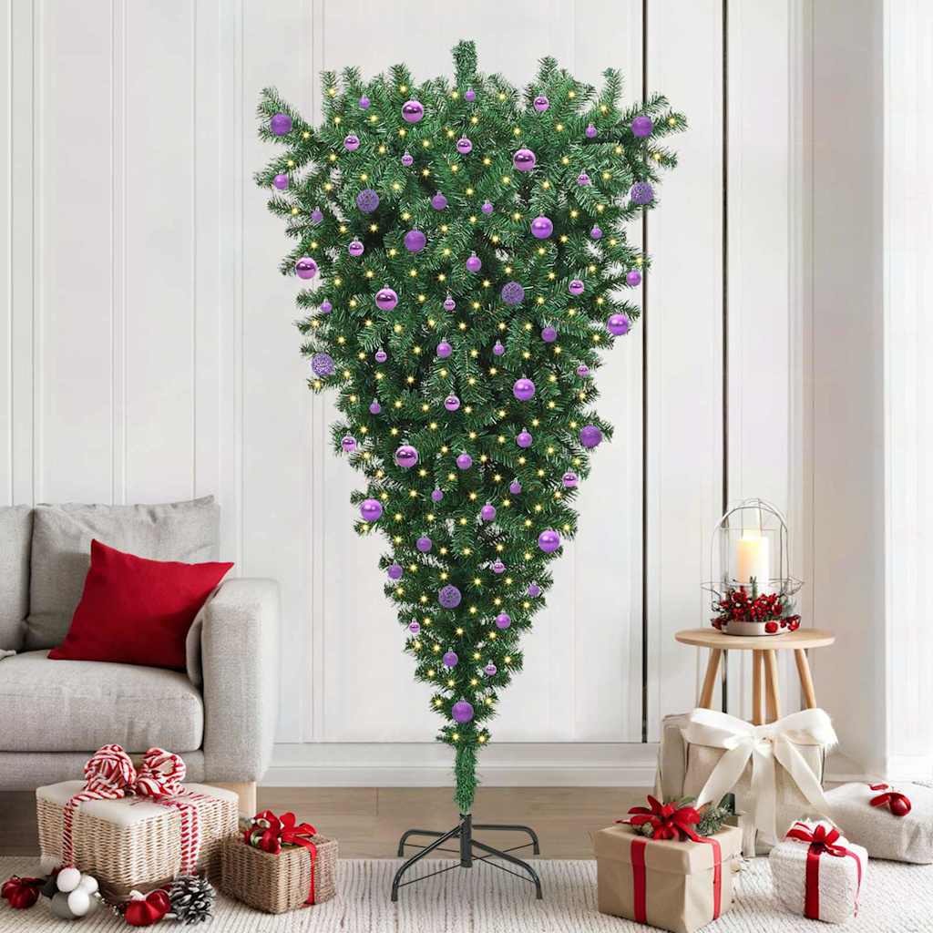 Albero di Natale artificiale pre-illuminato capovolto con set di palline | homemem39