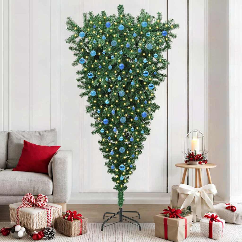 Albero di Natale Artificiale Pre-illuminato Capovolto con Set di Palline | homemem39