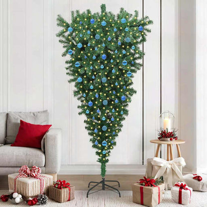 Albero di Natale Artificiale Pre-illuminato Capovolto con Set di Palline | homemem39