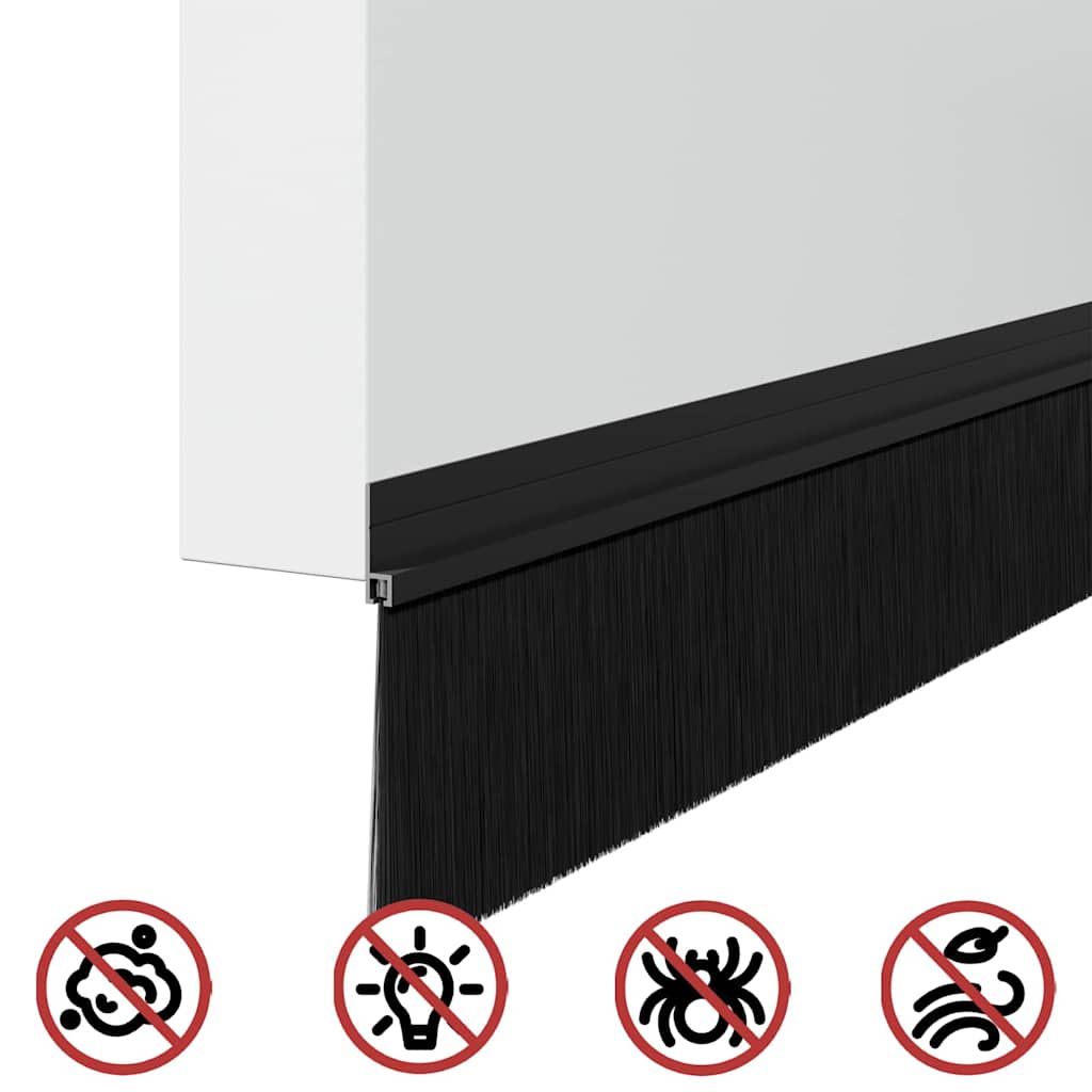 Spazzole per porte autoadesive 6 pcs Nero 100 cm
