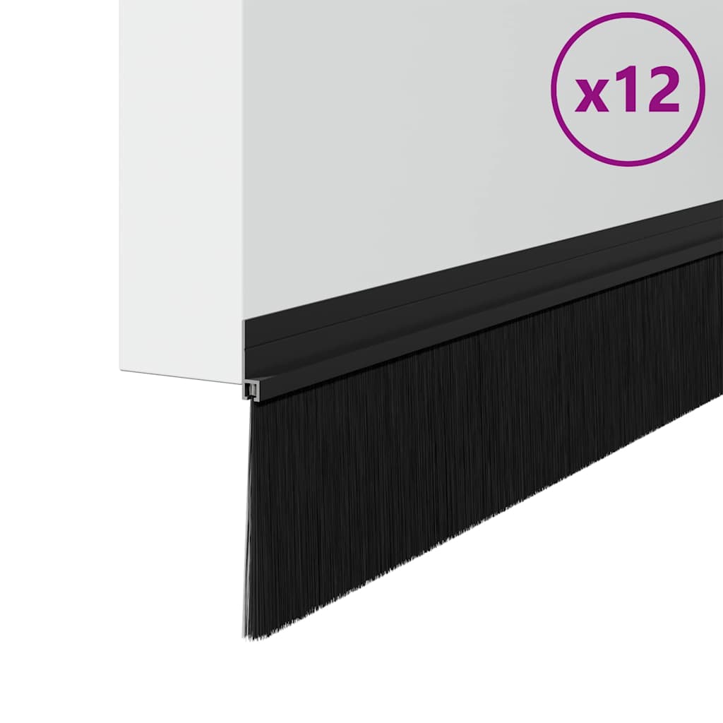 Spazzole per porte autoadesive 12 pcs Nero 100 cm | homemem39