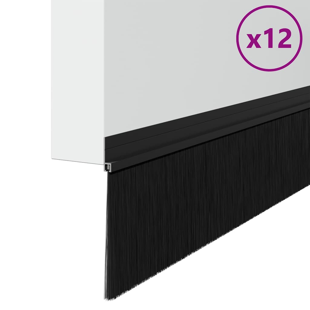 Spazzole per porte autoadesive 12 pcs Nero 100 cm | homemem39