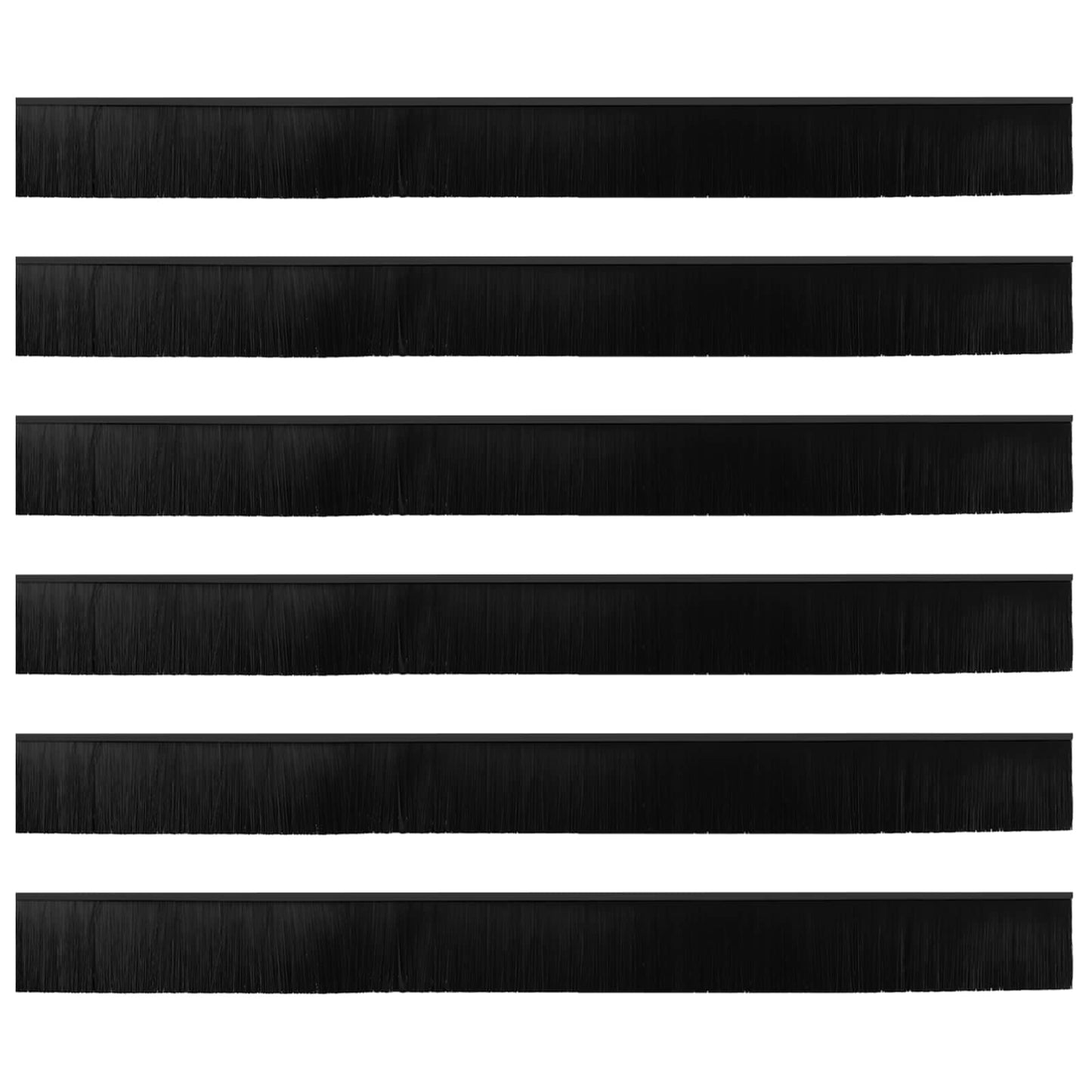 Spazzole per porte autoadesive 6 pcs Nero 100 cm