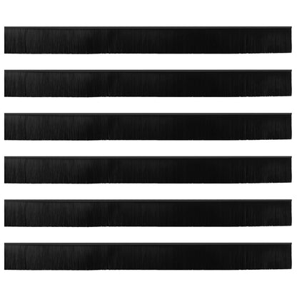 Spazzole per porte autoadesive 6 pcs Nero 100 cm