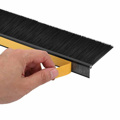 Spazzole per porte autoadesive 12 pcs Nero 100 cm | homemem39