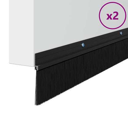 Spazzole per porte a vite 2 pcs Nero 100 cm Lega di alluminio | homemem39