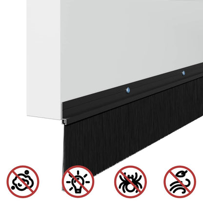 Spazzole per porte a vite 2 pcs Nero 100 cm Lega di alluminio