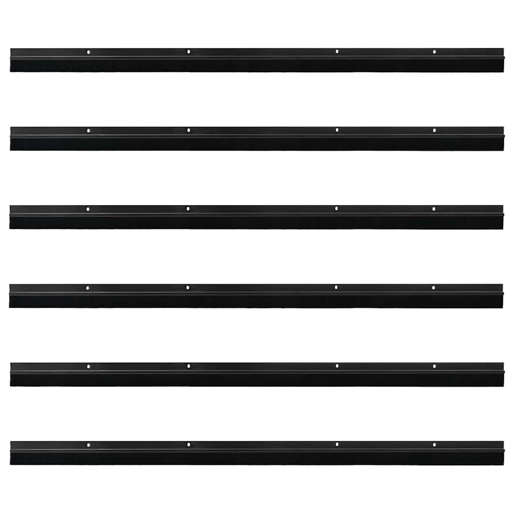 Spazzole per porte a vite 6 pcs Nero 100 cm Lega di alluminio | homemem39