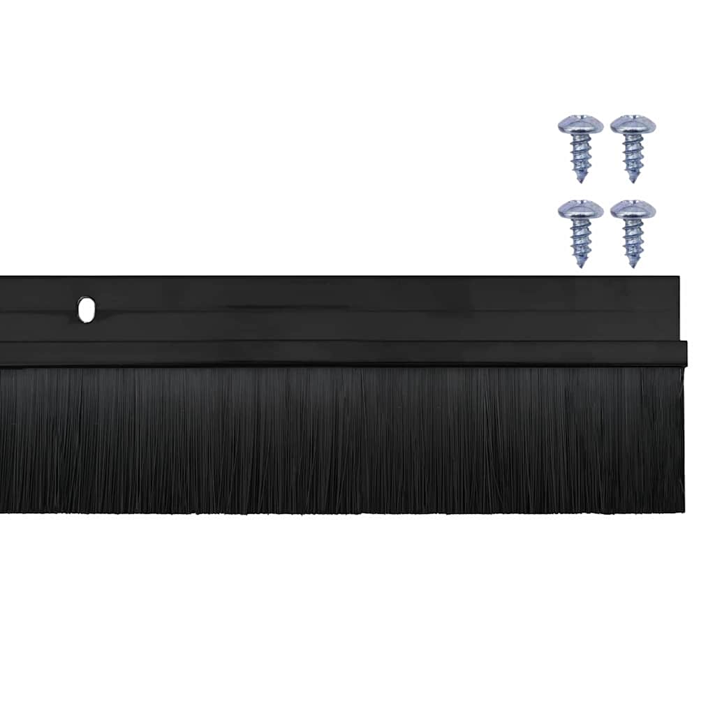 Spazzole per porte a vite 6 pcs Nero 100 cm Lega di alluminio
