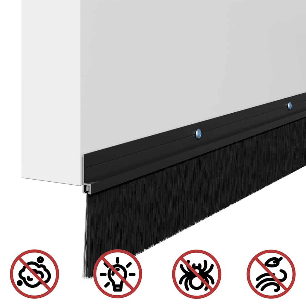 Spazzole per porte a vite 6 pcs Nero 100 cm Lega di alluminio | homemem39