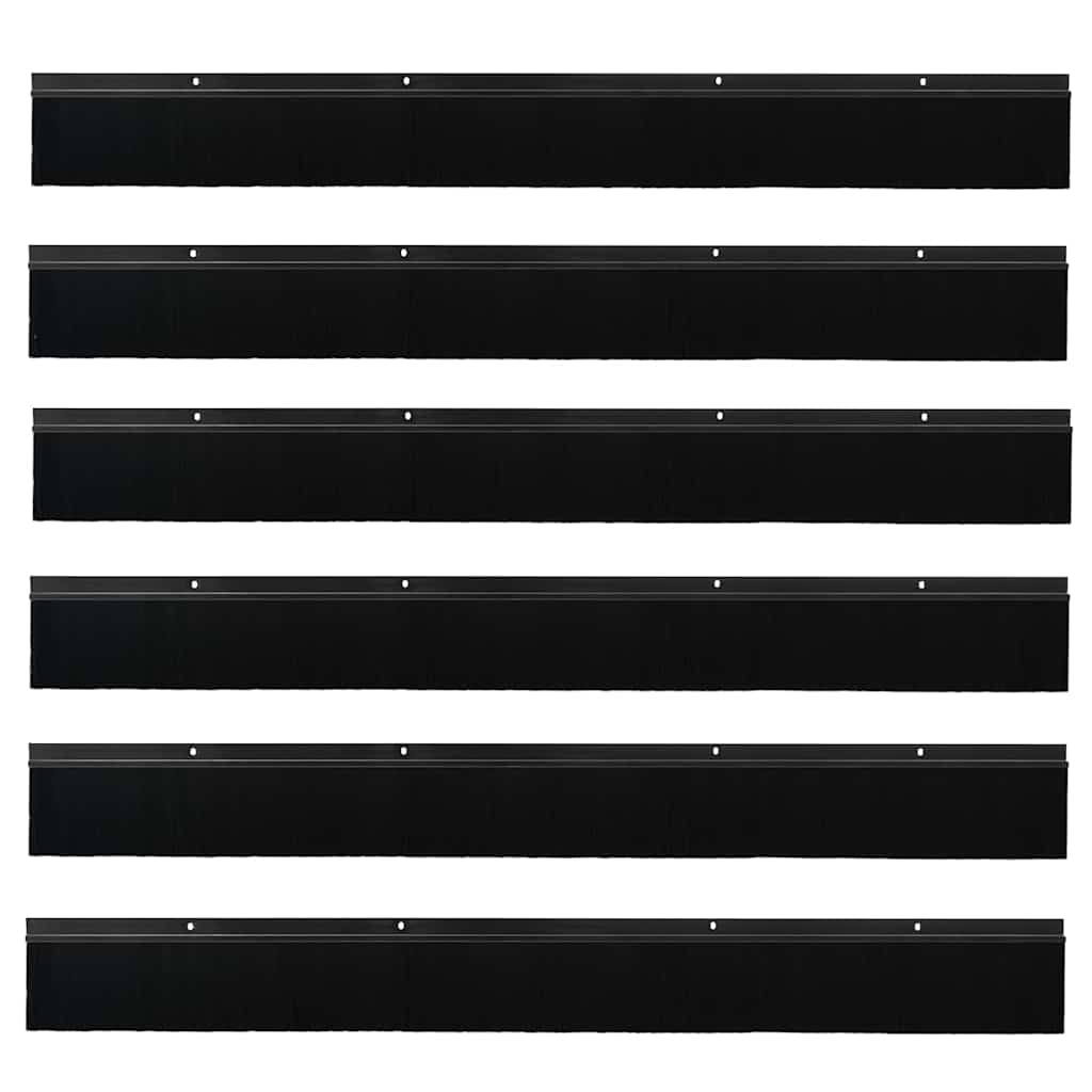 Spazzole per porte a vite 6 pcs Nero 100 cm Lega di alluminio