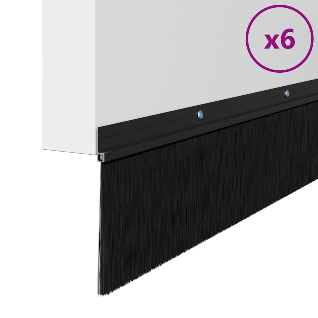 Spazzole per porte a vite 6 pcs Nero 100 cm Lega di alluminio