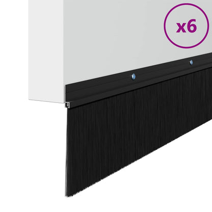 Spazzole per porte a vite 6 pcs Nero 100 cm Lega di alluminio
