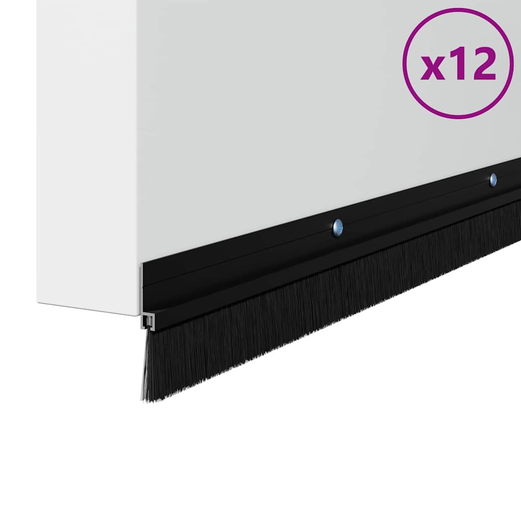 Spazzole per porte a vite 12 pcs Nero 100 cm Lega di alluminio | homemem39