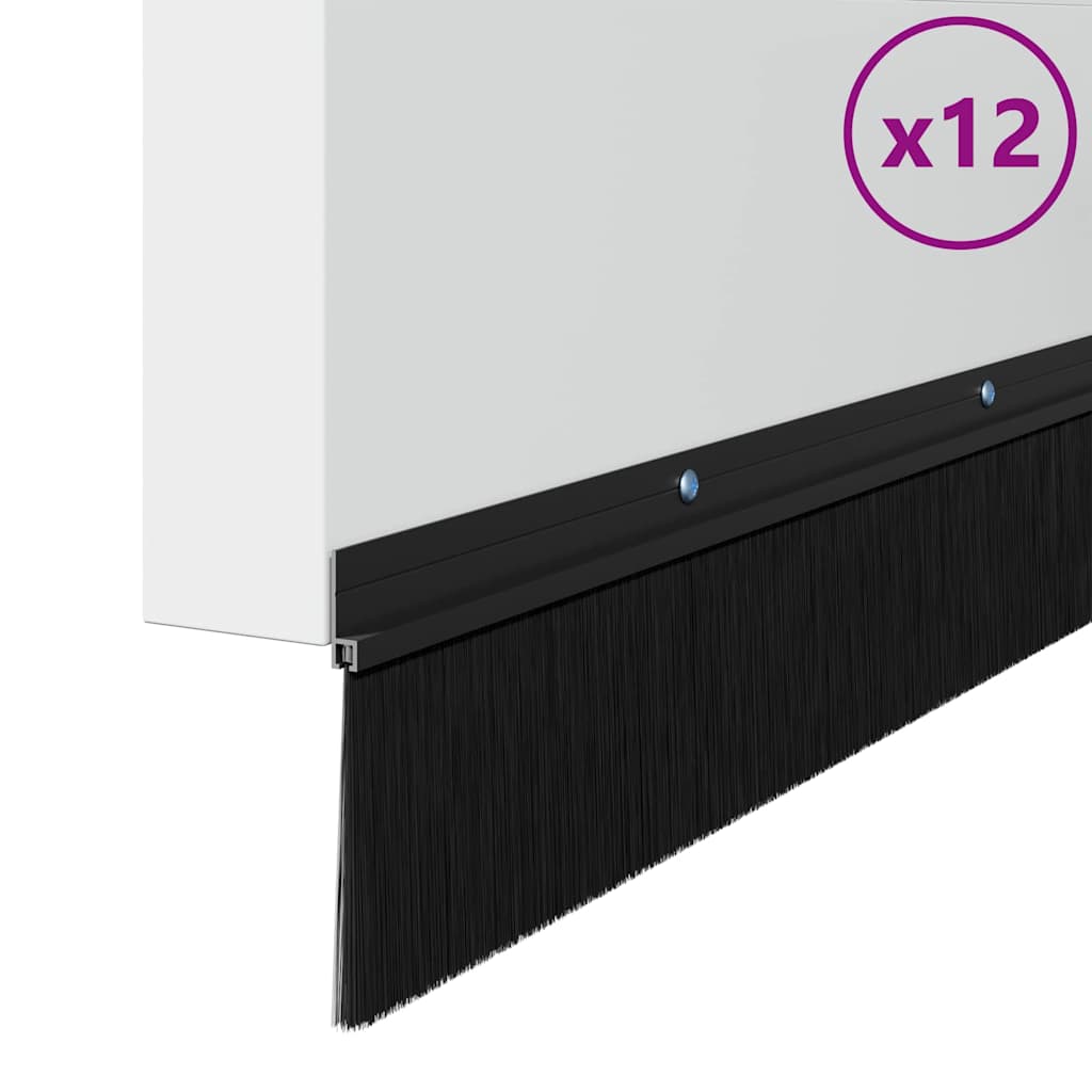 Spazzole per porte a vite 12 pcs Nero 100 cm Lega di alluminio | homemem39