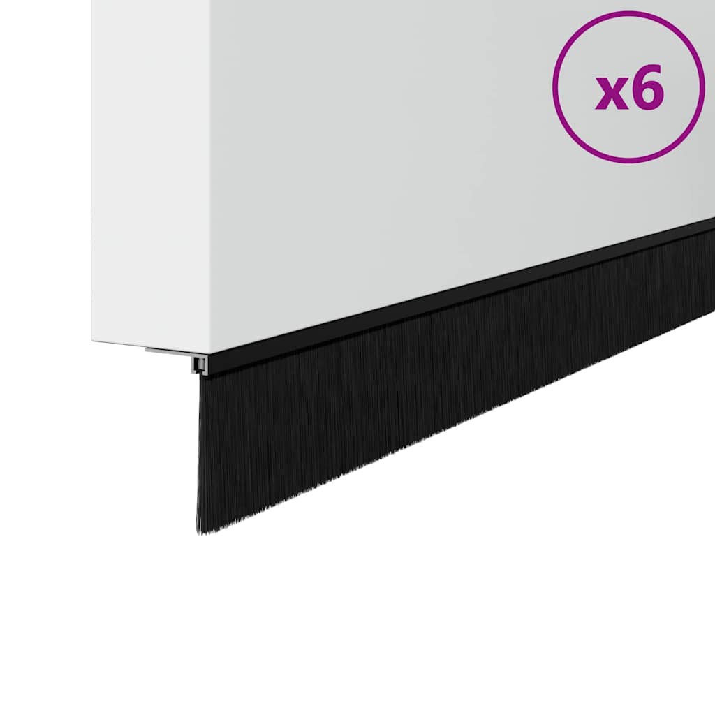 Spazzole per porte a vite 6 pcs Nero 100 cm Lega di alluminio | homemem39