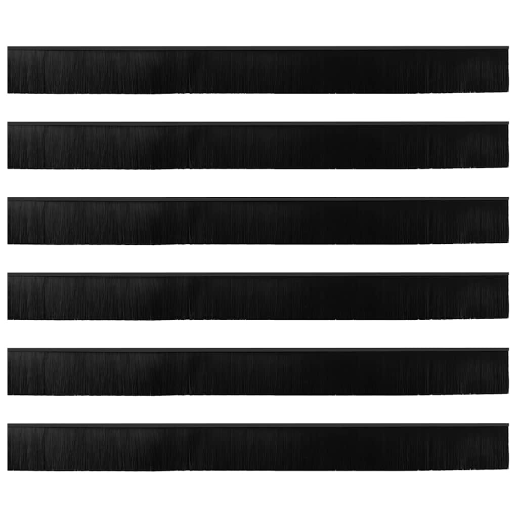 Spazzole per porte a vite 6 pcs Nero 100 cm Lega di alluminio