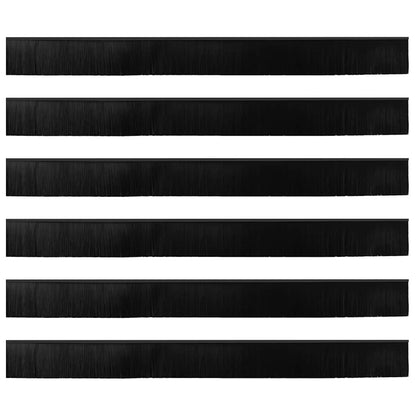 Spazzole per porte a vite 6 pcs Nero 100 cm Lega di alluminio