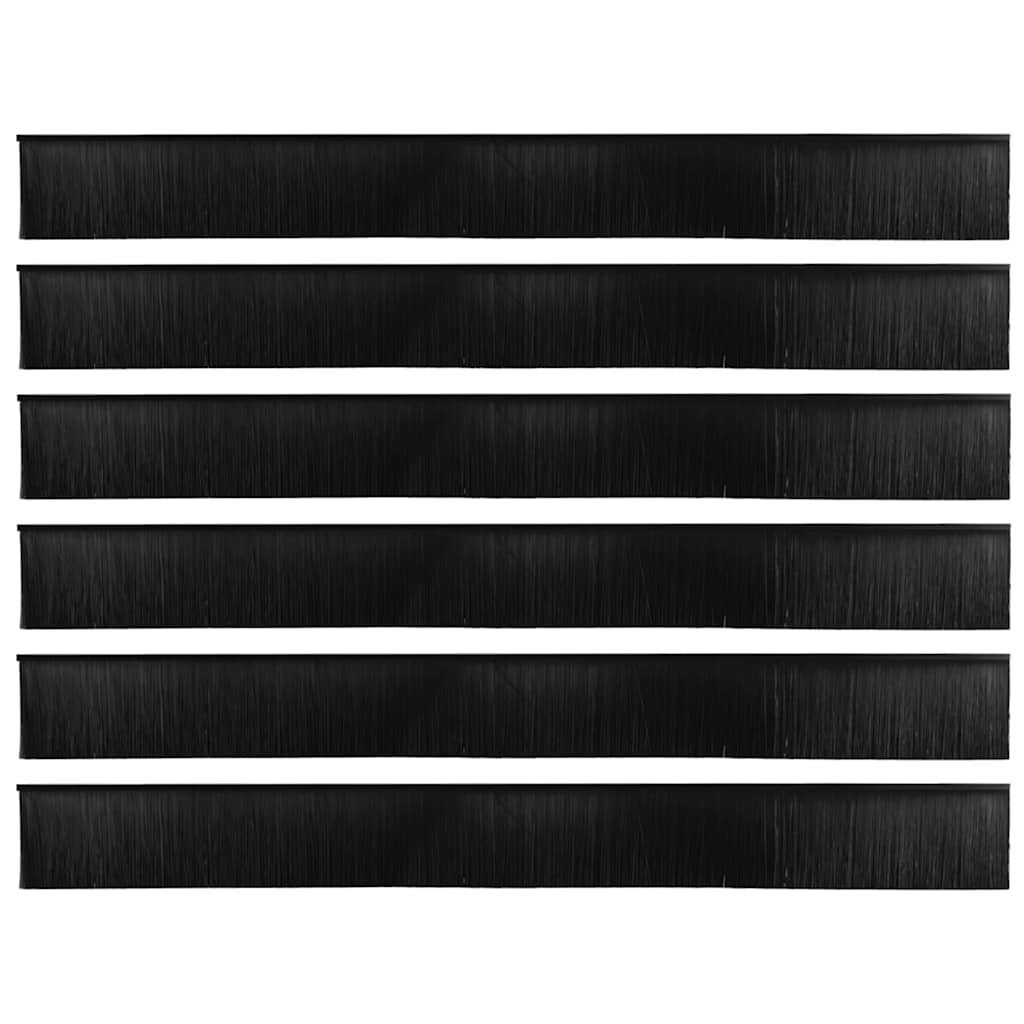 Spazzole per porte a vite 6 pcs Nero 100 cm Lega di alluminio