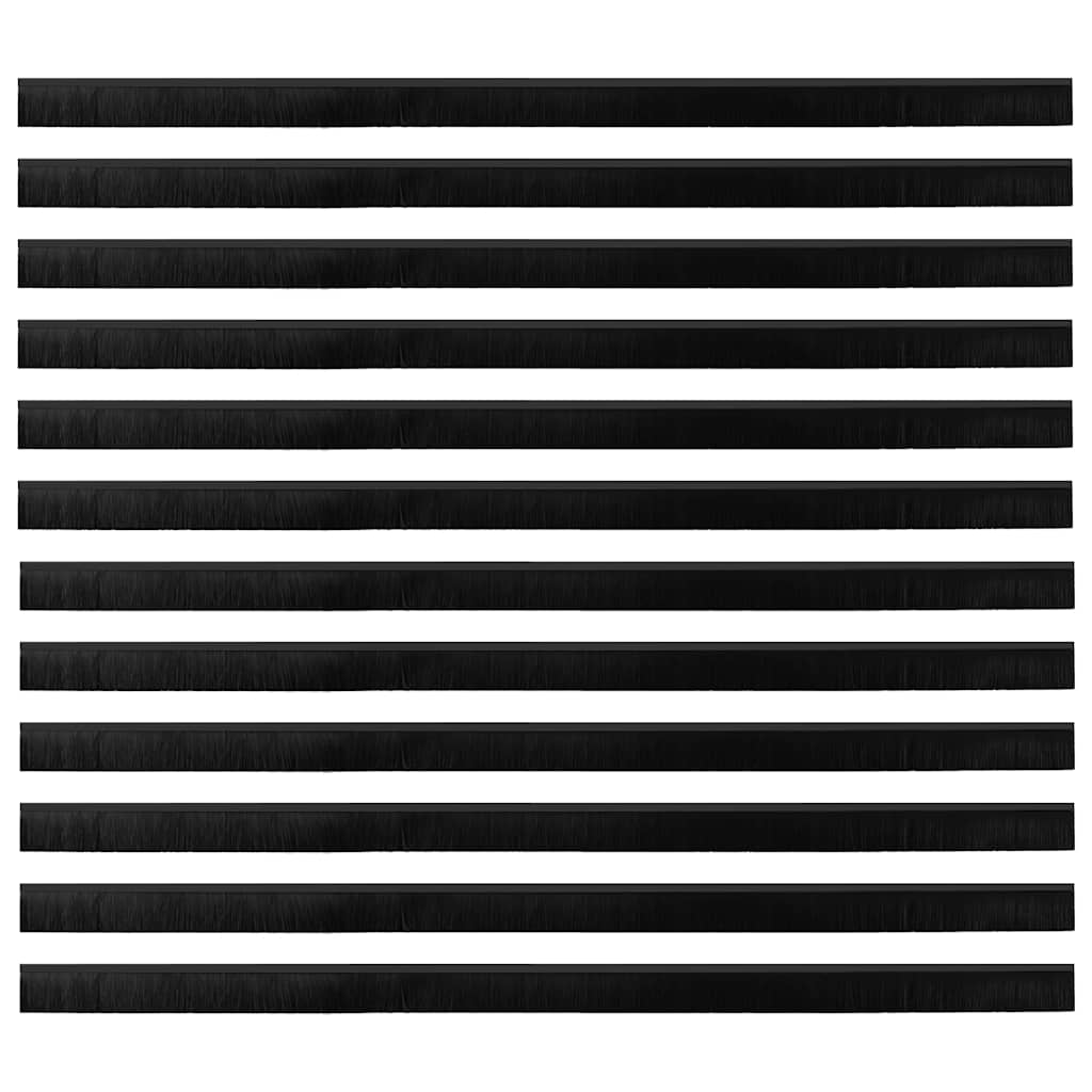 Spazzole per porte a vite 12 pcs Nero 100 cm Lega di alluminio | homemem39