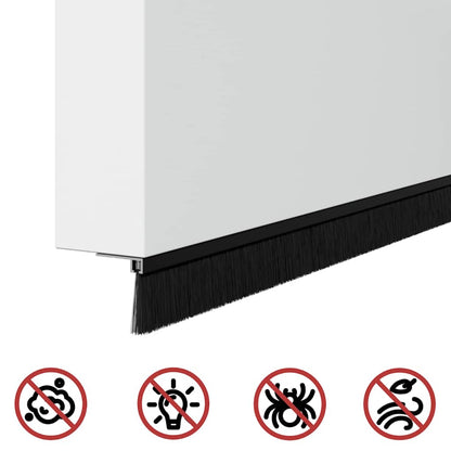 Spazzole per porte a vite 12 pcs Nero 100 cm Lega di alluminio | homemem39