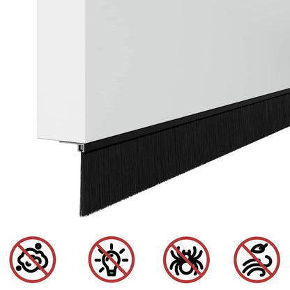 Spazzole per porte a vite 12 pcs Nero 100 cm Lega di alluminio | homemem39