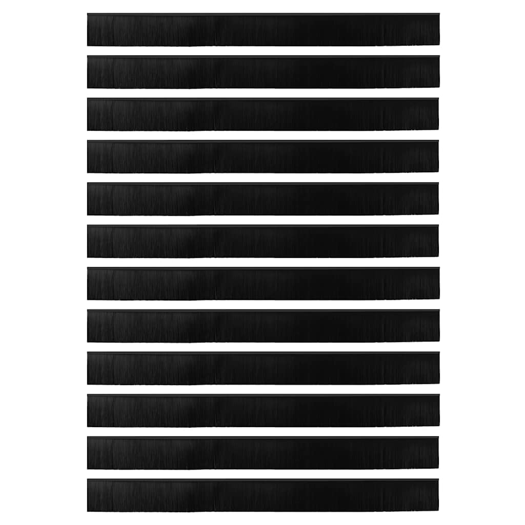 Spazzole per porte a vite 12 pcs Nero 100 cm Lega di alluminio