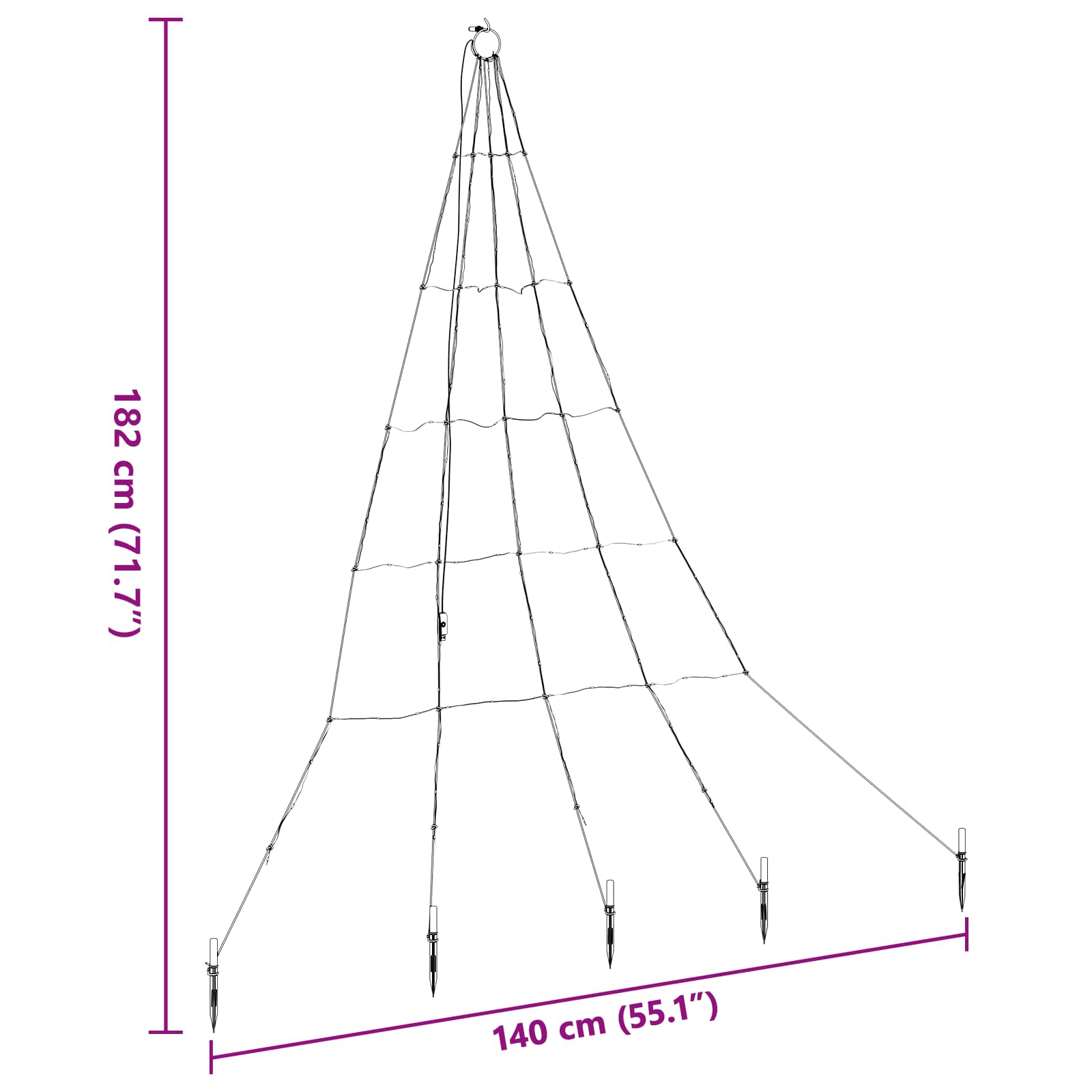 Albero di Natale LED con picchetti per il terreno Blu 182 cm | homemem39