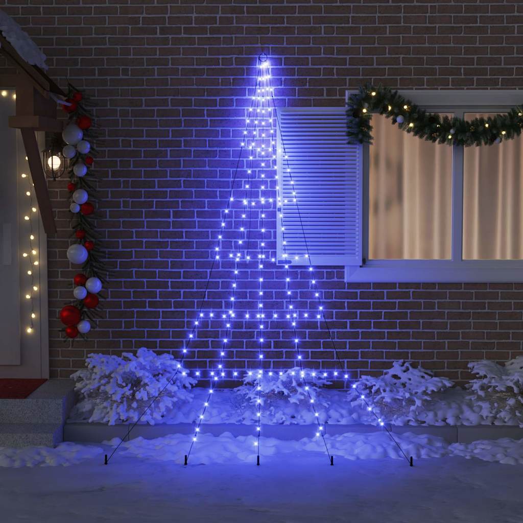 Albero di Natale LED con picchetti per il terreno Blu 306 cm | homemem39