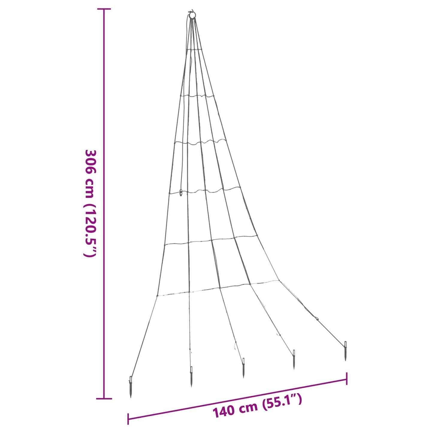 Albero di Natale LED con picchetti per il terreno Blu 306 cm