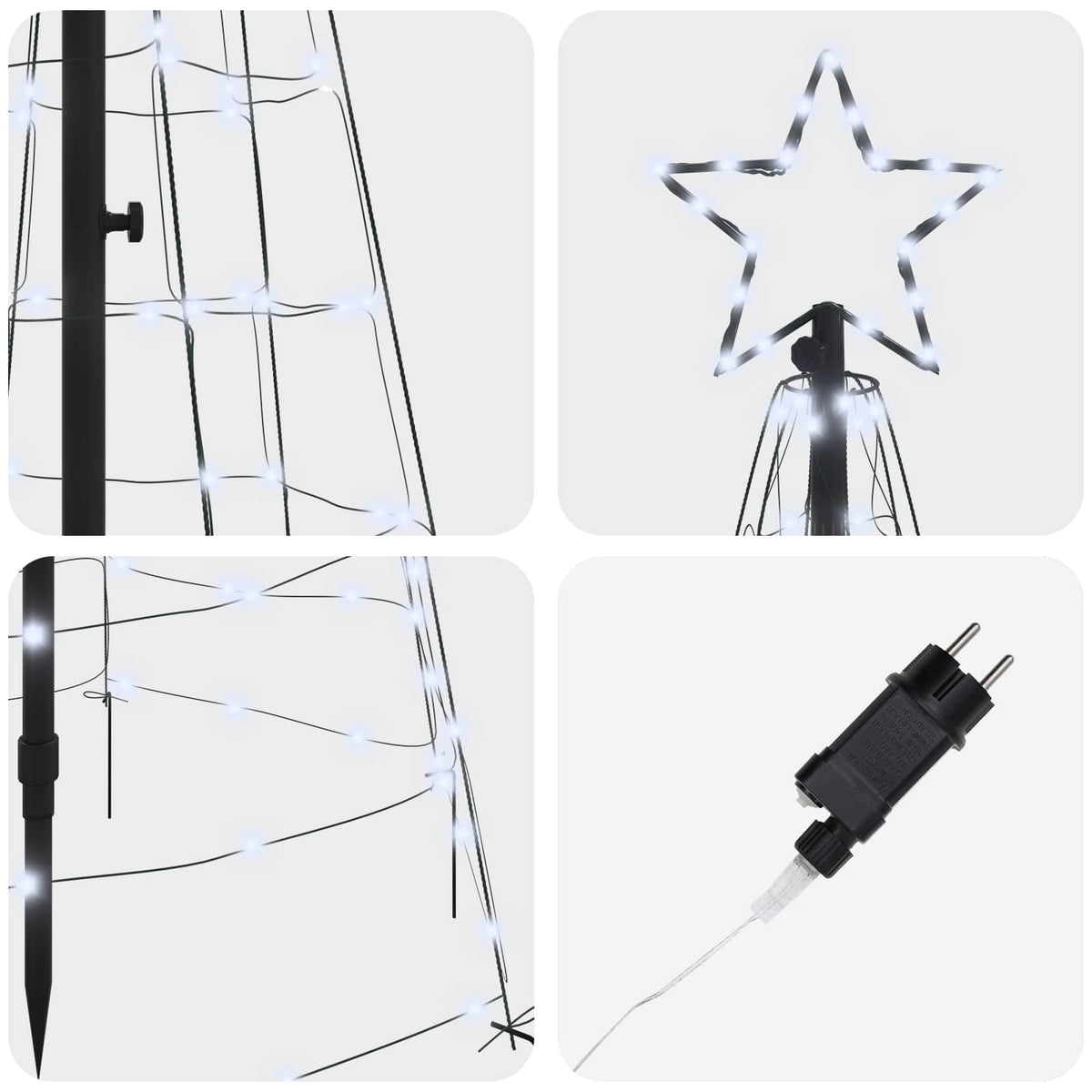 Albero di Natale LED 250 cm 390 LED Bianco freddo Acciaio