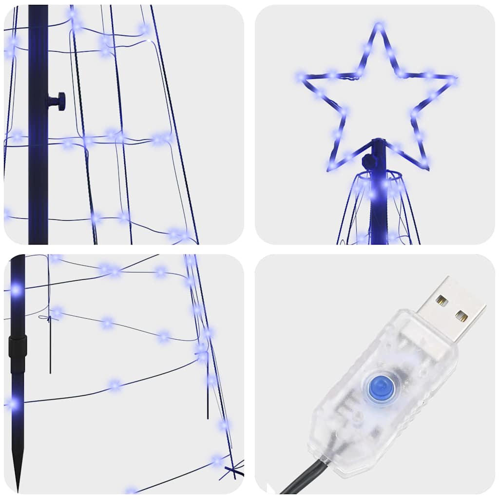 Albero di Natale LED con picchetti per il terreno Blu 250 cm | homemem39