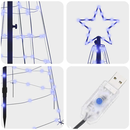 Albero di Natale LED con picchetti per il terreno Blu 250 cm | homemem39